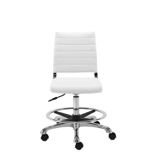 Euro Style - Axel Adjustable Height Drafting Stool in White with Aluminum Base - 10602-WHT veiw 1