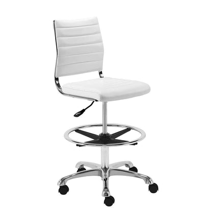 Euro Style - Axel Adjustable Height Drafting Stool in White with Aluminum Base - 10602-WHT veiw 2