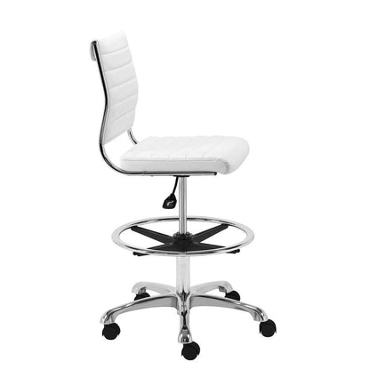 Euro Style - Axel Adjustable Height Drafting Stool in White with Aluminum Base - 10602-WHT veiw 3