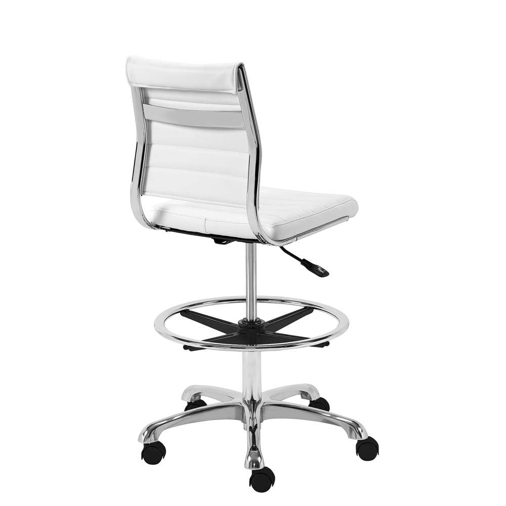 Euro Style - Axel Adjustable Height Drafting Stool in White with Aluminum Base - 10602-WHT veiw 4