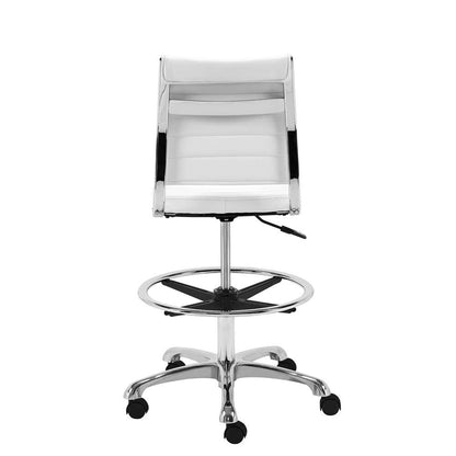 Euro Style - Axel Adjustable Height Drafting Stool in White with Aluminum Base - 10602-WHT veiw 5