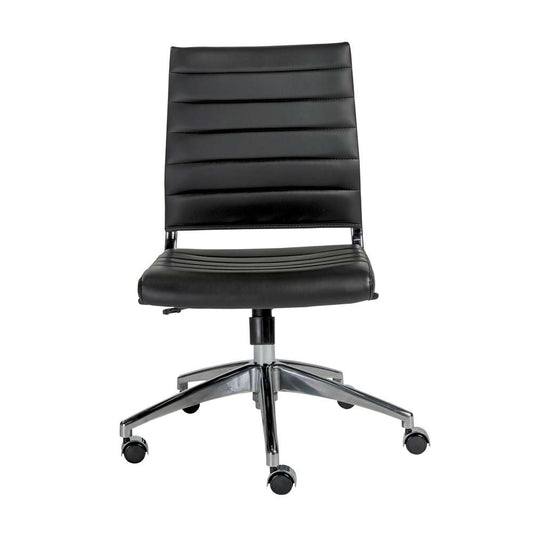 Euro Style - Axel Low Back Office Chair w/o Armrests in Black with Aluminum Base - 10608-BLK veiw 1