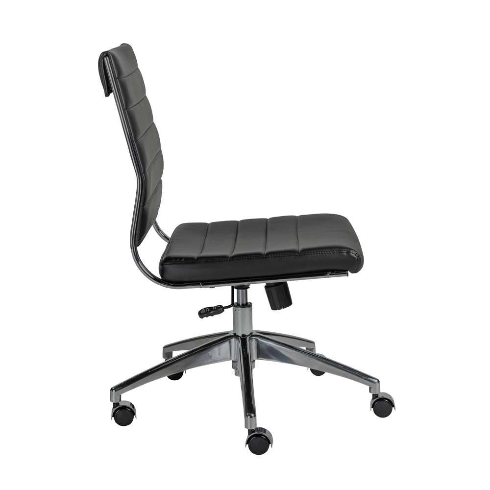 Euro Style - Axel Low Back Office Chair w/o Armrests in Black with Aluminum Base - 10608-BLK veiw 3