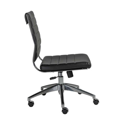 Euro Style - Axel Low Back Office Chair w/o Armrests in Black with Aluminum Base - 10608-BLK veiw 3