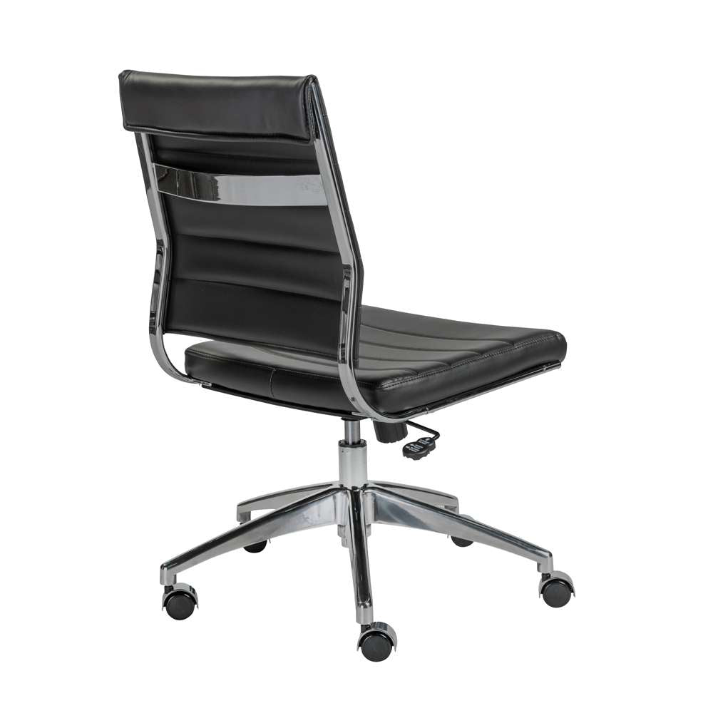 Euro Style - Axel Low Back Office Chair w/o Armrests in Black with Aluminum Base - 10608-BLK veiw 4
