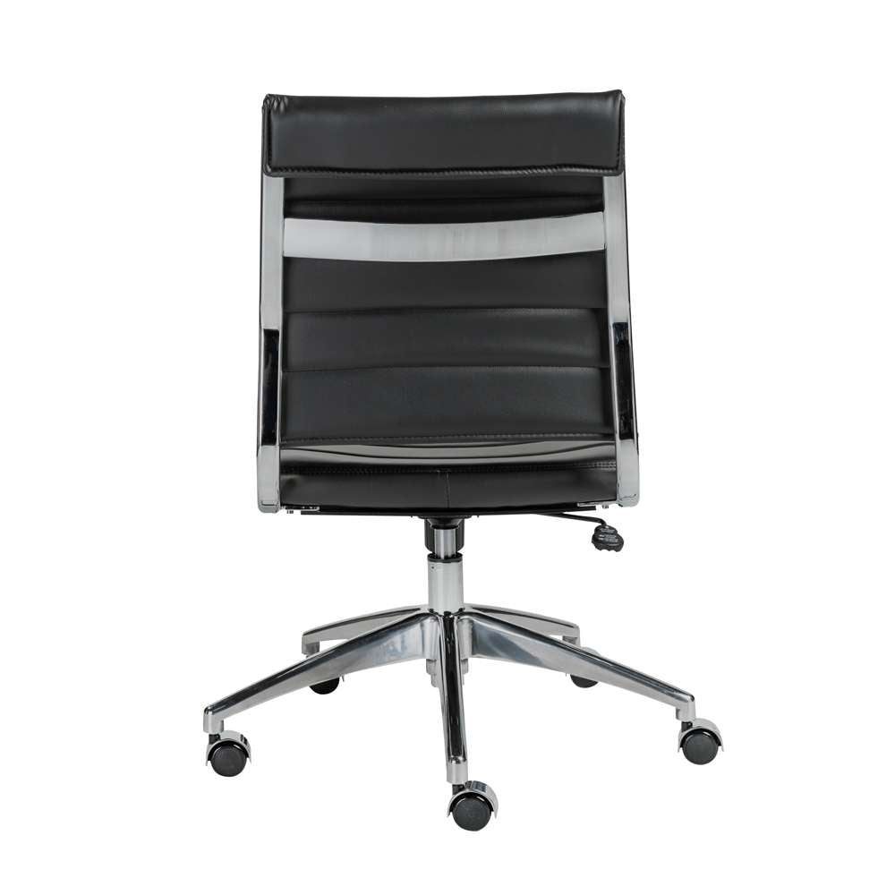 Euro Style - Axel Low Back Office Chair w/o Armrests in Black with Aluminum Base - 10608-BLK veiw 5