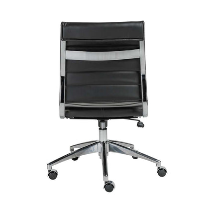 Euro Style - Axel Low Back Office Chair w/o Armrests in Black with Aluminum Base - 10608-BLK veiw 5