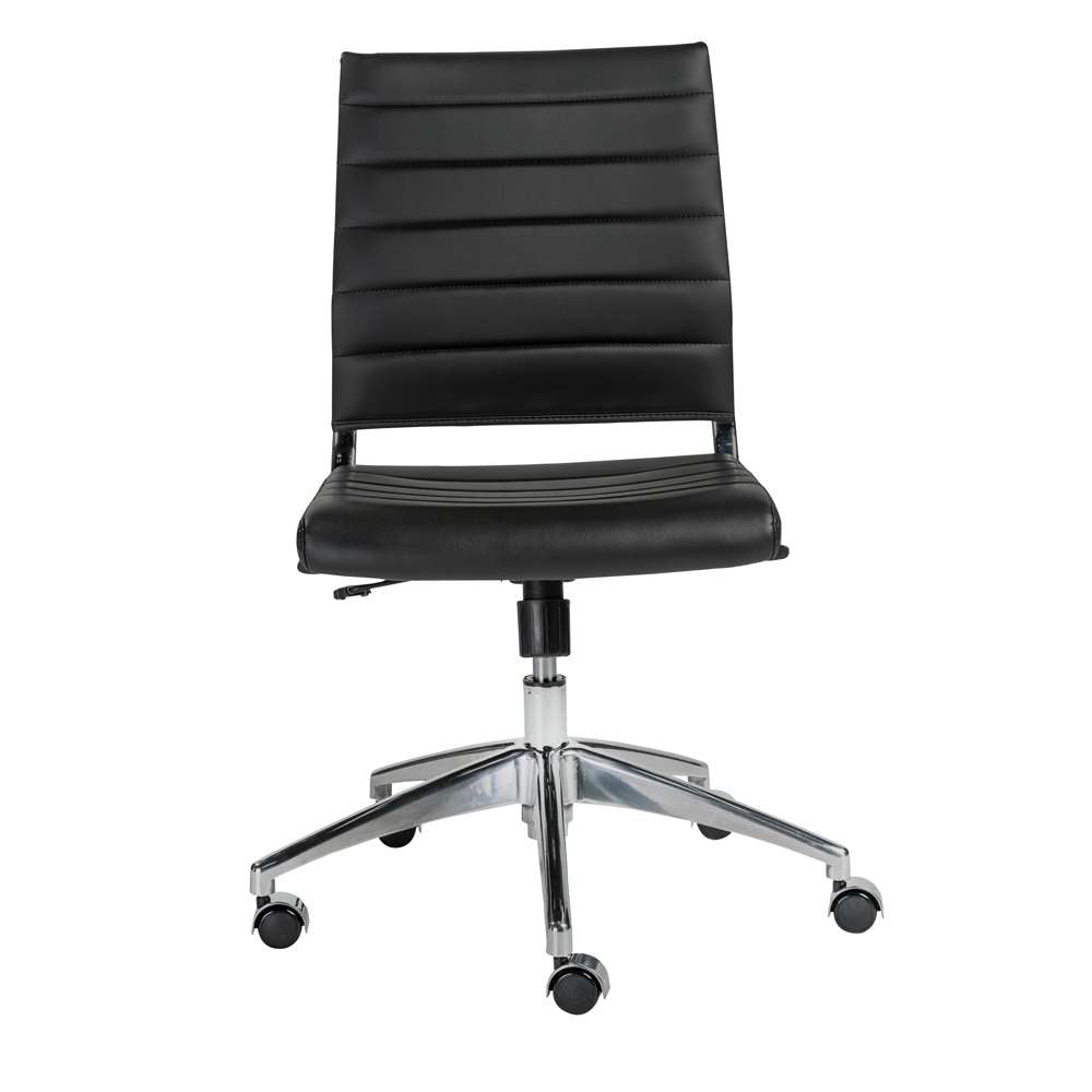 Euro Style - Axel Low Back Office Chair w/o Armrests in Black with Aluminum Base - 10608-BLK veiw 6