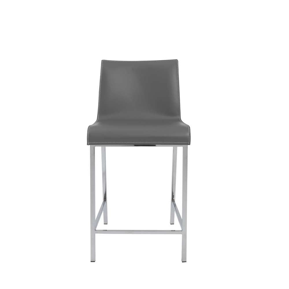 Euro Style - Cam-C Counter Stool In Gray With Polished Stainless Steel Legs (Set of 2) - 15202GRY veiw 1