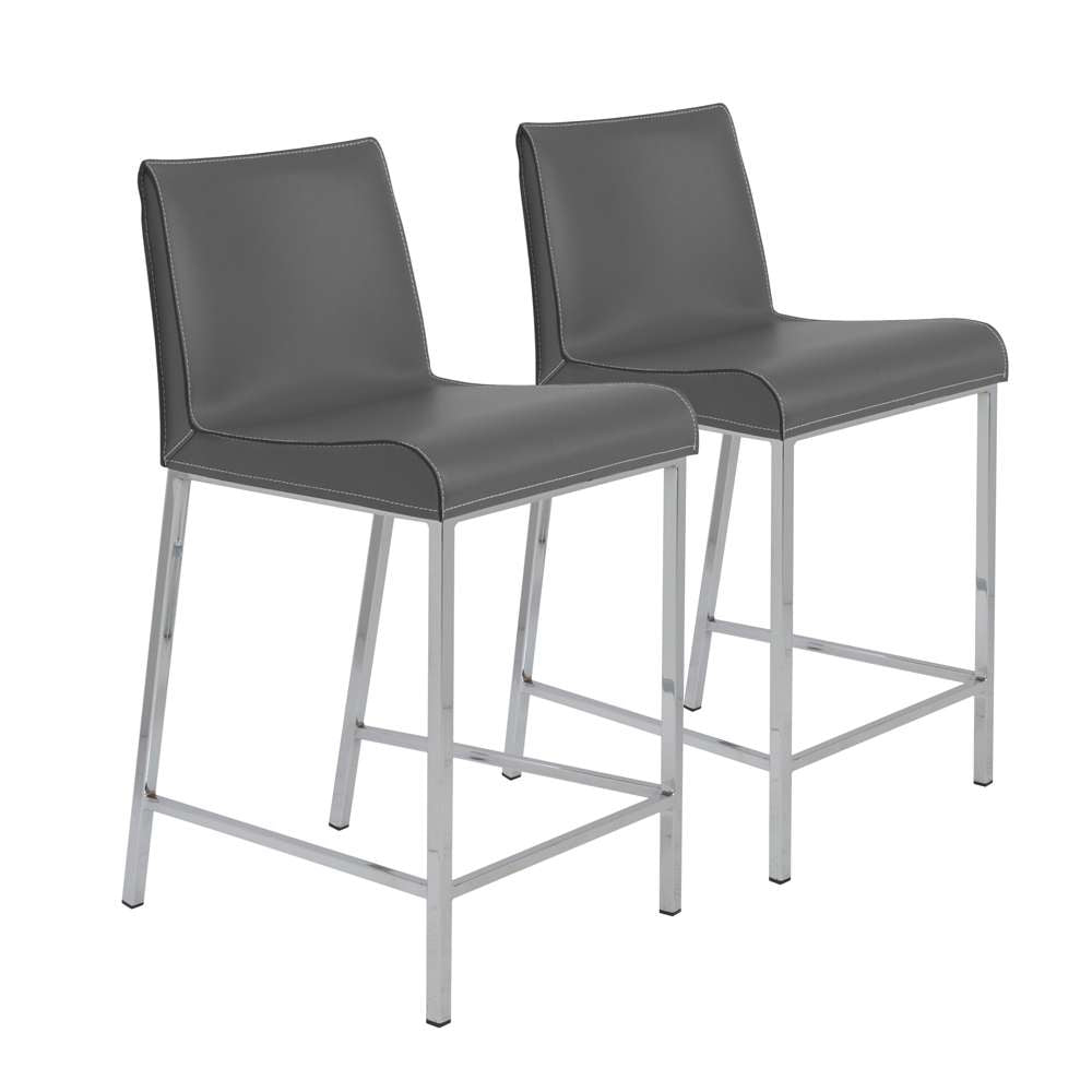Euro Style - Cam-C Counter Stool In Gray With Polished Stainless Steel Legs (Set of 2) - 15202GRY veiw 5
