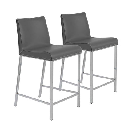 Euro Style - Cam-C Counter Stool In Gray With Polished Stainless Steel Legs (Set of 2) - 15202GRY veiw 5