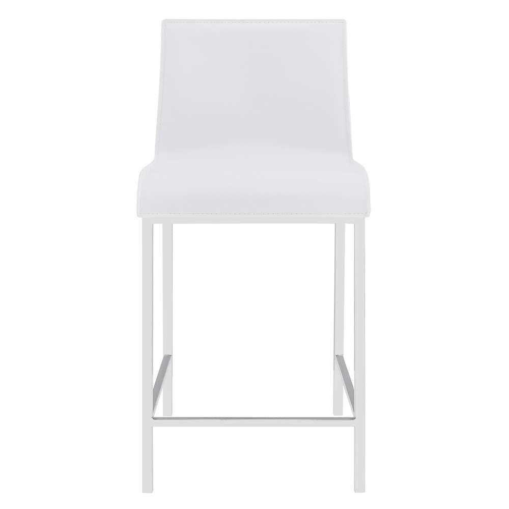 Euro Style - Cam-C Counter Stool In White With Polished Stainless Steel Legs (Set of 2) - 15202WHT veiw 1