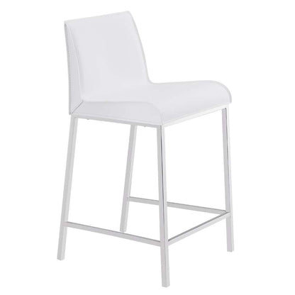Euro Style - Cam-C Counter Stool In White With Polished Stainless Steel Legs (Set of 2) - 15202WHT veiw 2