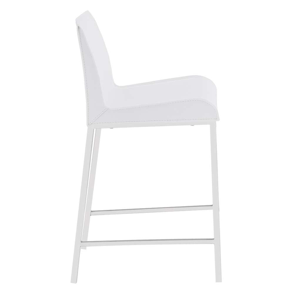 Euro Style - Cam-C Counter Stool In White With Polished Stainless Steel Legs (Set of 2) - 15202WHT veiw 3