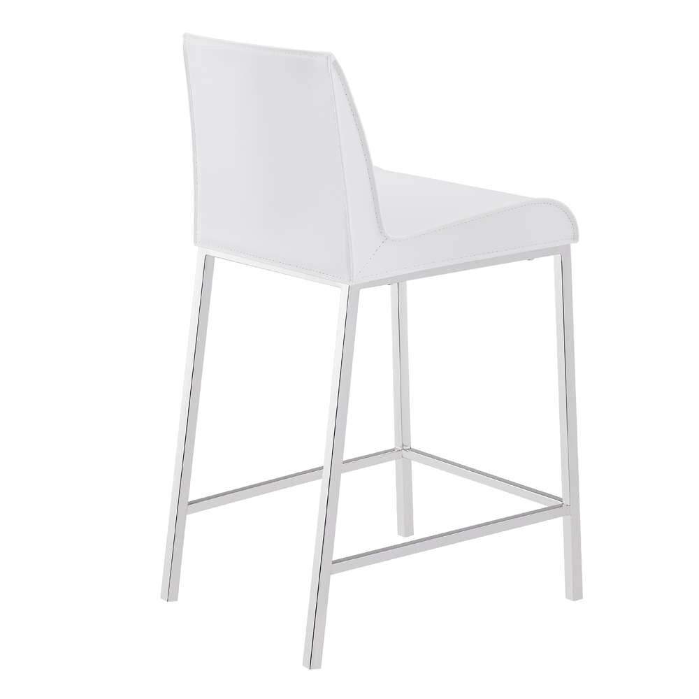 Euro Style - Cam-C Counter Stool In White With Polished Stainless Steel Legs (Set of 2) - 15202WHT veiw 4