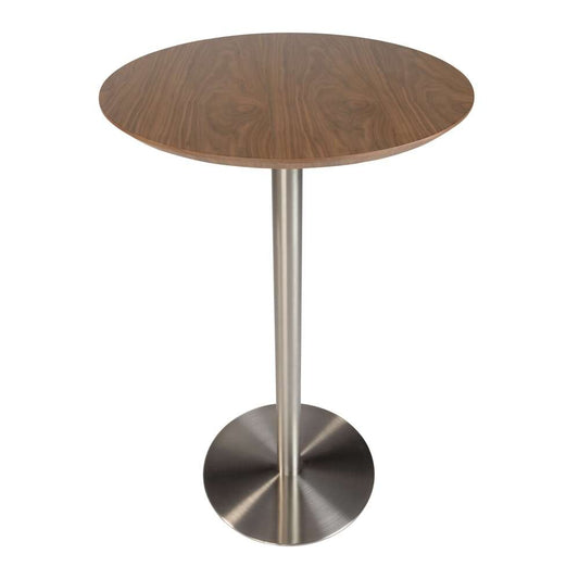 Euro Style - Cookie-B 26in Bar Table in Walnut with Brushed Stainless Steel Column and Base - 38792WAL-KIT veiw 1