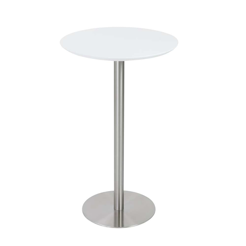 Euro Style - Cookie-B 26in Bar Table in Matte White with Brushed Stainless Steel Column and Base - 38792MTWHT-KIT veiw 1