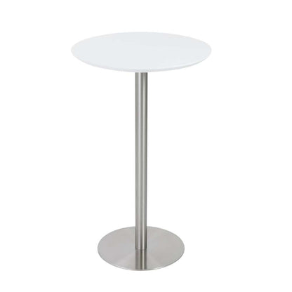 Euro Style - Cookie-B 26in Bar Table in Matte White with Brushed Stainless Steel Column and Base - 38792MTWHT-KIT veiw 1