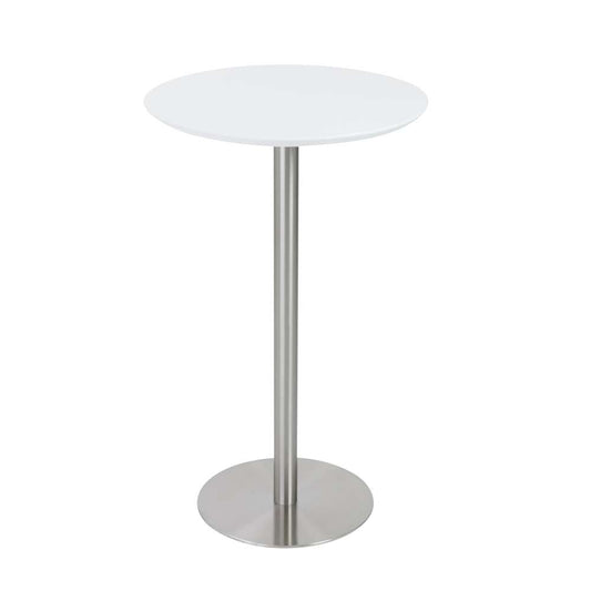 Euro Style - Cookie-B 26in Bar Table in Matte White with Brushed Stainless Steel Column and Base - 38792MTWHT-KIT veiw 1