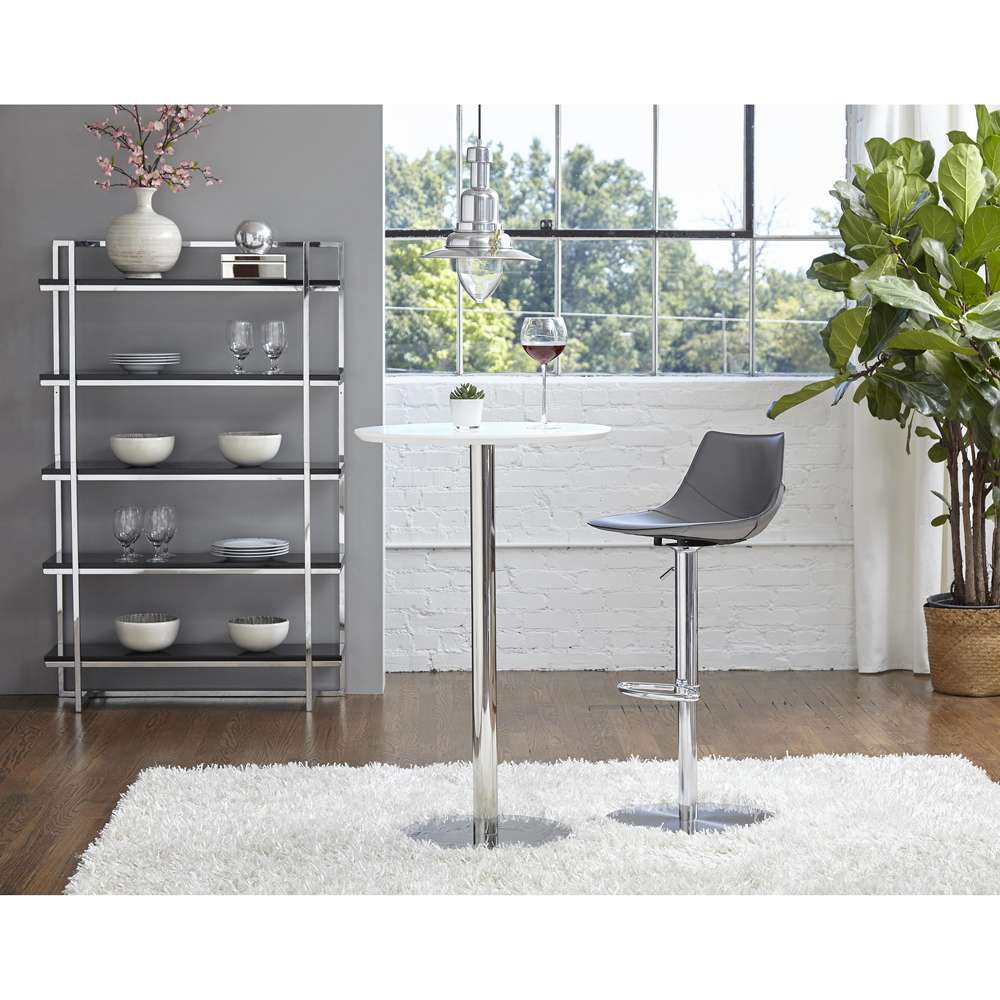 Euro Style - Cookie-B 26in Bar Table in Matte White with Brushed Stainless Steel Column and Base - 38792MTWHT-KIT veiw 4
