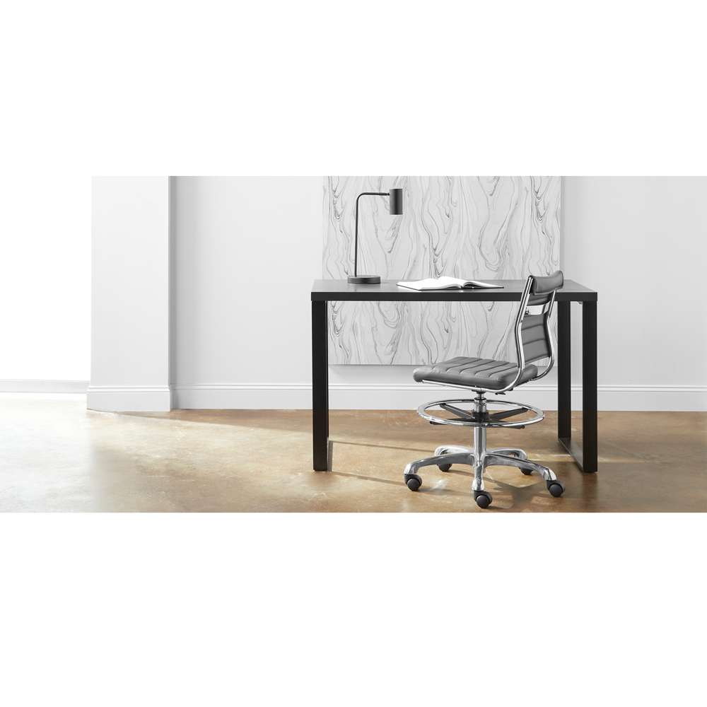 Euro Style - Dillon 48in Desk in Matte Anthracite with Matte Black Steel Base - 90481-ANT veiw 6