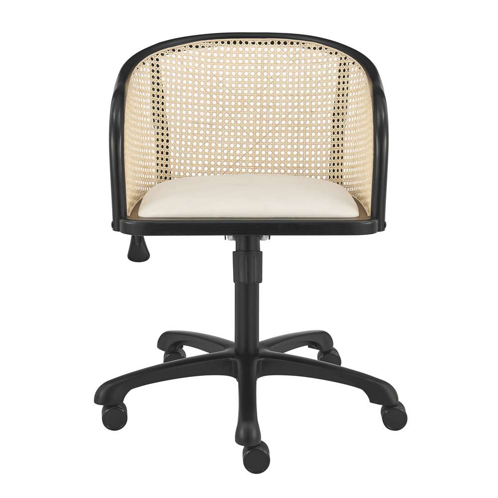 Euro Style - Elsy Office Chair in Black with Beige Velvet Seat and Black Base - 08194-BLK veiw 1