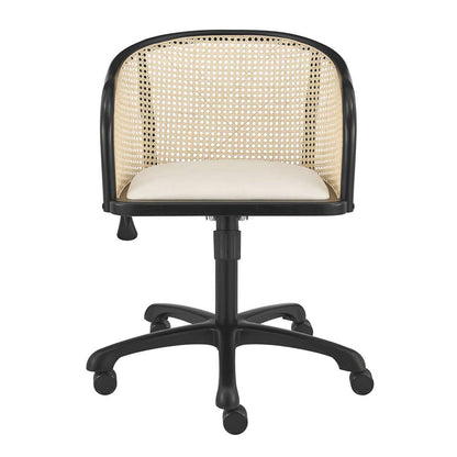 Euro Style - Elsy Office Chair in Black with Beige Velvet Seat and Black Base - 08194-BLK veiw 1
