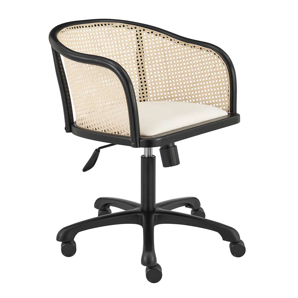 Euro Style - Elsy Office Chair in Black with Beige Velvet Seat and Black Base - 08194-BLK veiw 2