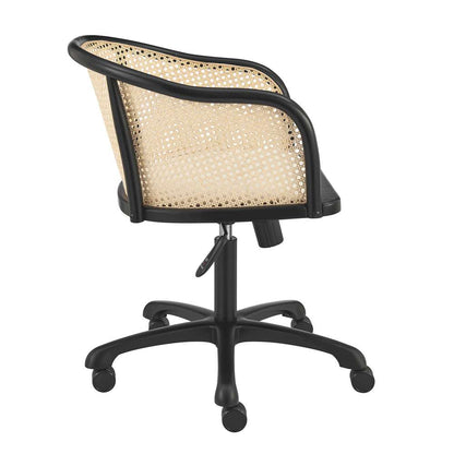 Euro Style - Elsy Office Chair in Black with Beige Velvet Seat and Black Base - 08194-BLK veiw 3