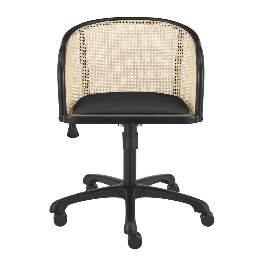 Euro Style - Elsy Office Chair in Black with Black Velvet Seat and Black Base - 08195-BLK veiw 1