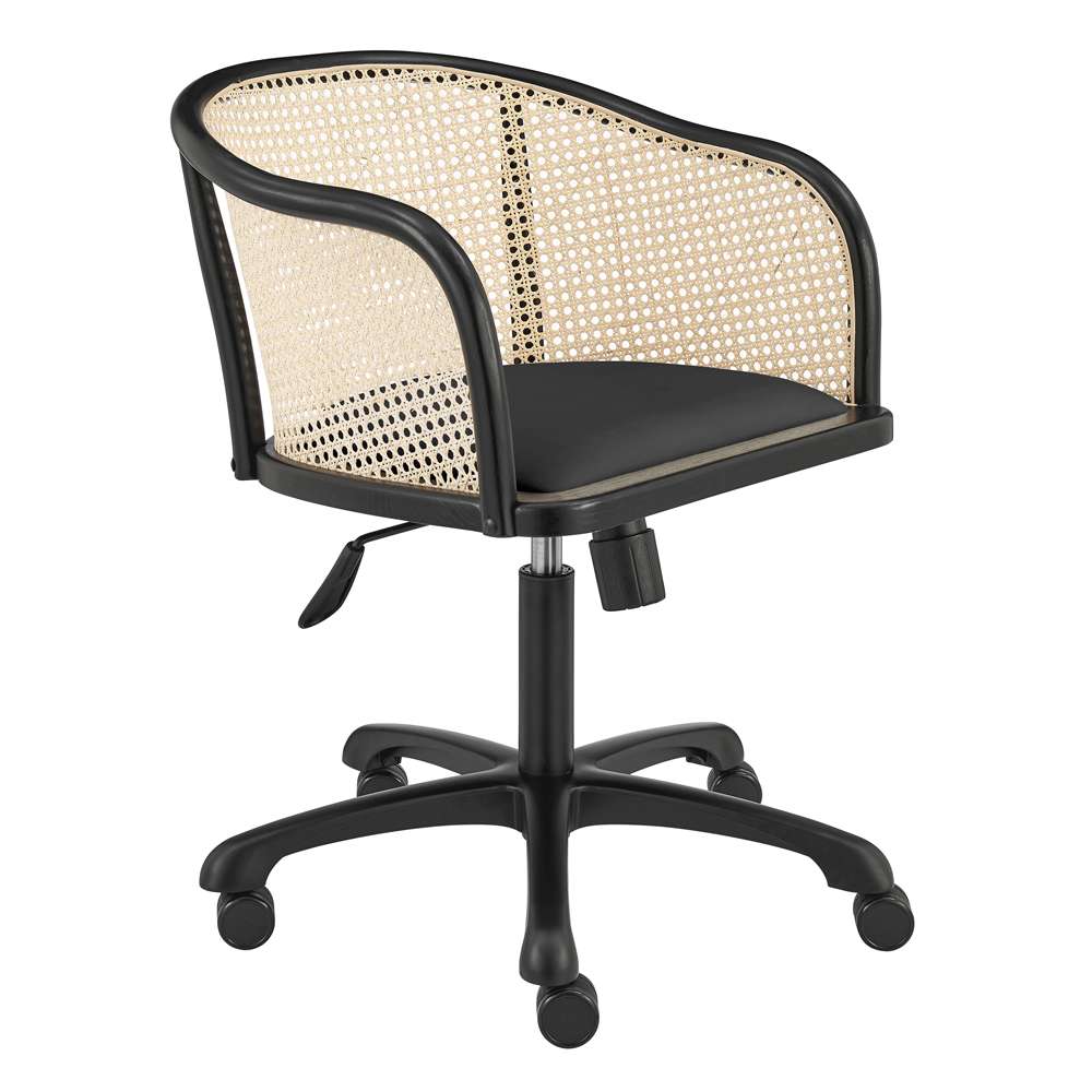 Euro Style - Elsy Office Chair in Black with Black Velvet Seat and Black Base - 08195-BLK veiw 2