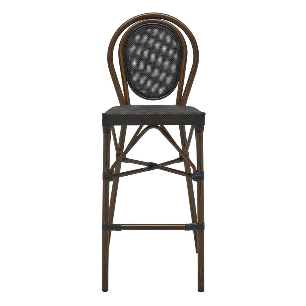 Euro Style - Erlend Bar Stool in Black Textylene Mesh with Brown Frame - 90391-BLK veiw 1