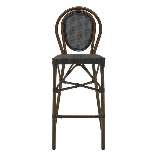 Euro Style - Erlend Bar Stool in Black Textylene Mesh with Brown Frame - 90391-BLK veiw 1