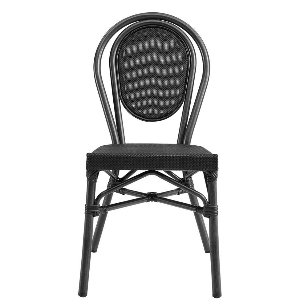 Euro Style - Erlend Stacking Side Chair in Black Textylene Mesh with Brown Frame (Set of 2) - 90390BLK veiw 1