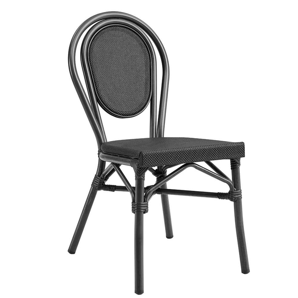 Euro Style - Erlend Stacking Side Chair in Black Textylene Mesh with Brown Frame (Set of 2) - 90390BLK veiw 2