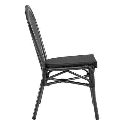 Euro Style - Erlend Stacking Side Chair in Black Textylene Mesh with Brown Frame (Set of 2) - 90390BLK veiw 3