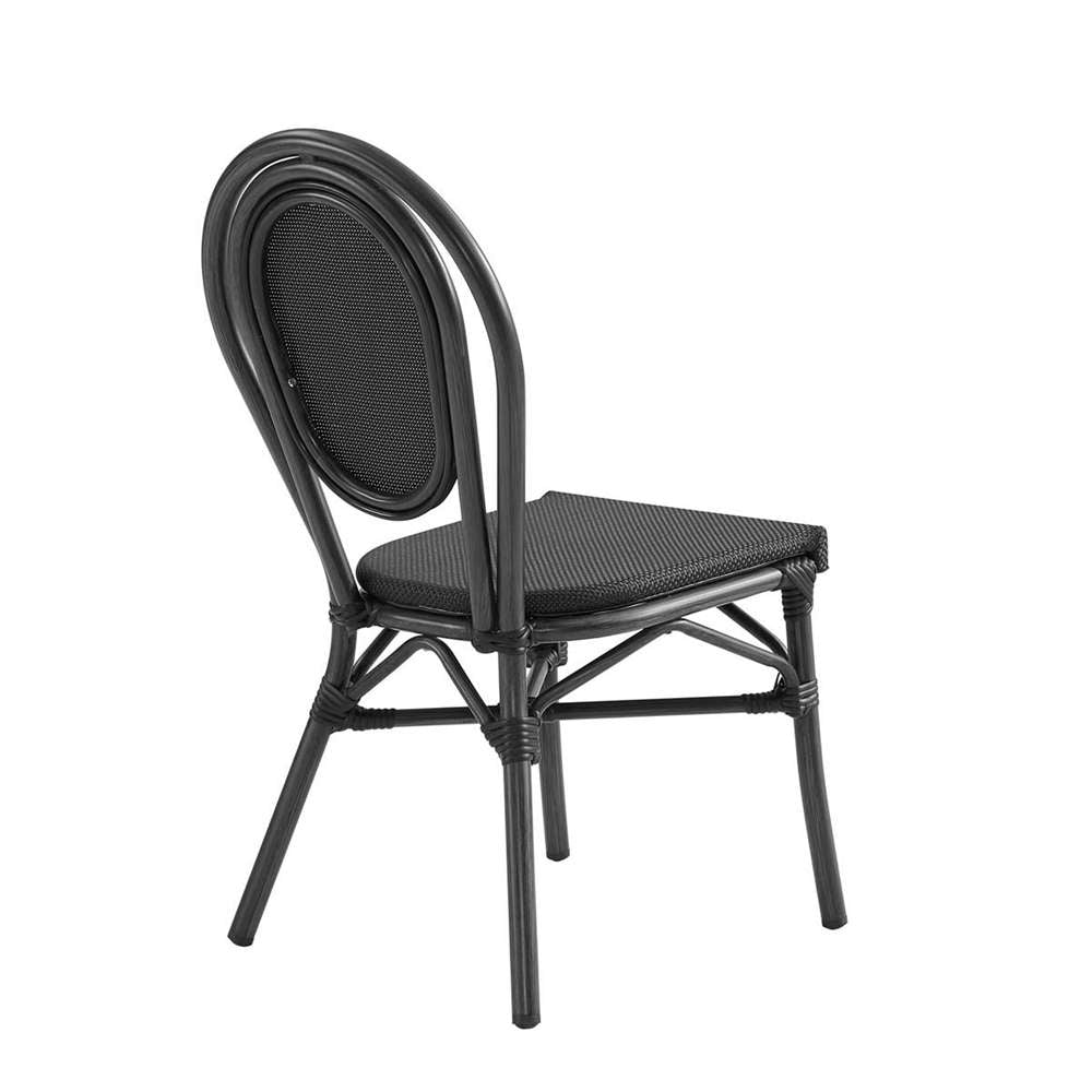 Euro Style - Erlend Stacking Side Chair in Black Textylene Mesh with Brown Frame (Set of 2) - 90390BLK veiw 4
