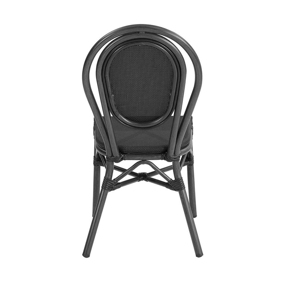 Euro Style - Erlend Stacking Side Chair in Black Textylene Mesh with Brown Frame (Set of 2) - 90390BLK veiw 5