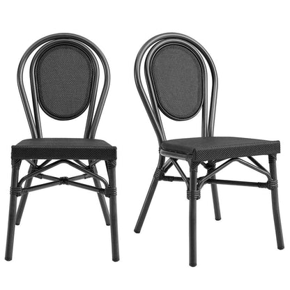 Euro Style - Erlend Stacking Side Chair in Black Textylene Mesh with Brown Frame (Set of 2) - 90390BLK veiw 6