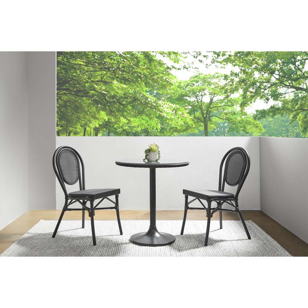 Euro Style - Erlend Stacking Side Chair in Black Textylene Mesh with Brown Frame (Set of 2) - 90390BLK veiw 7
