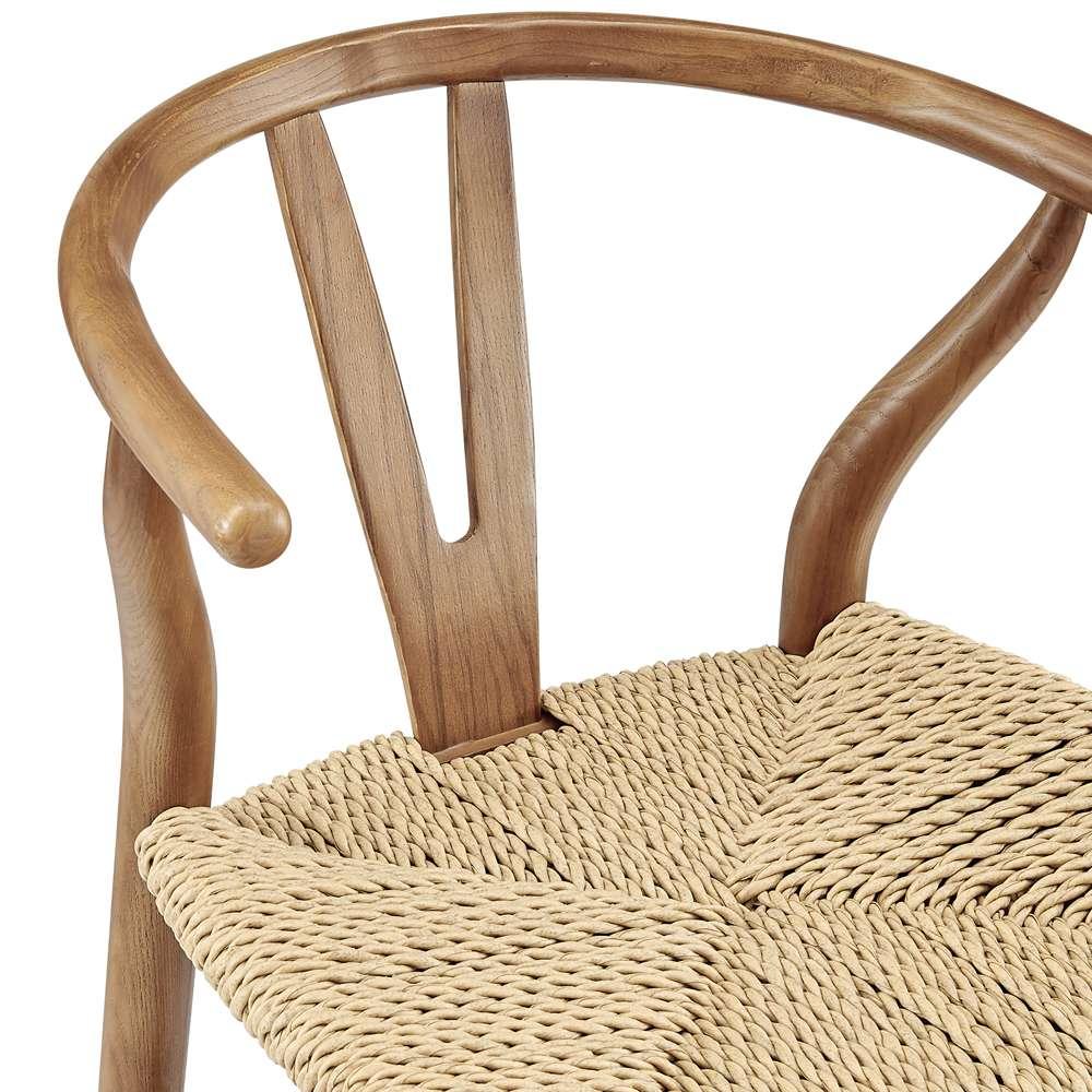 Euro Style - Evelina Outdoor Bar Stool in Heat Treated Ash Frame in Golden Ash Color and Natural Rattan Seat - 39204-GLDASH veiw 6