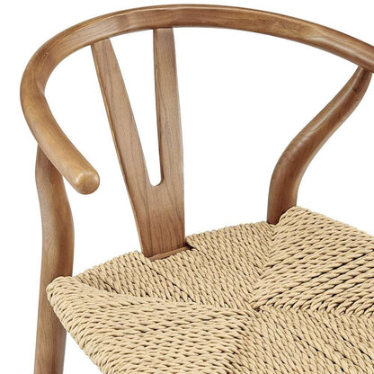 Euro Style - Evelina Outdoor Bar Stool in Heat Treated Ash Frame in Golden Ash Color and Natural Rattan Seat - 39204-GLDASH veiw 6