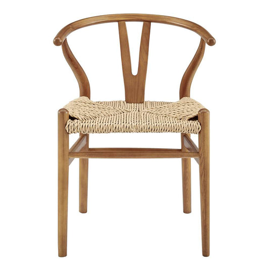 Euro Style - Evelina Outdoor Side Chair in Heat Treated Ash Frame in Golden Ash Color and Natural Rattan Seat (Set of 2) - 39202-GLDASH veiw 1