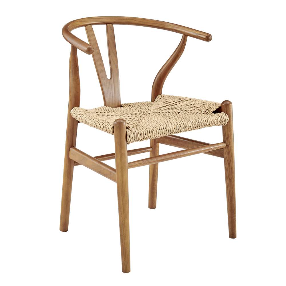 Euro Style - Evelina Outdoor Side Chair in Heat Treated Ash Frame in Golden Ash Color and Natural Rattan Seat (Set of 2) - 39202-GLDASH veiw 2
