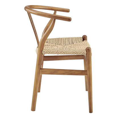 Euro Style - Evelina Outdoor Side Chair in Heat Treated Ash Frame in Golden Ash Color and Natural Rattan Seat (Set of 2) - 39202-GLDASH veiw 3