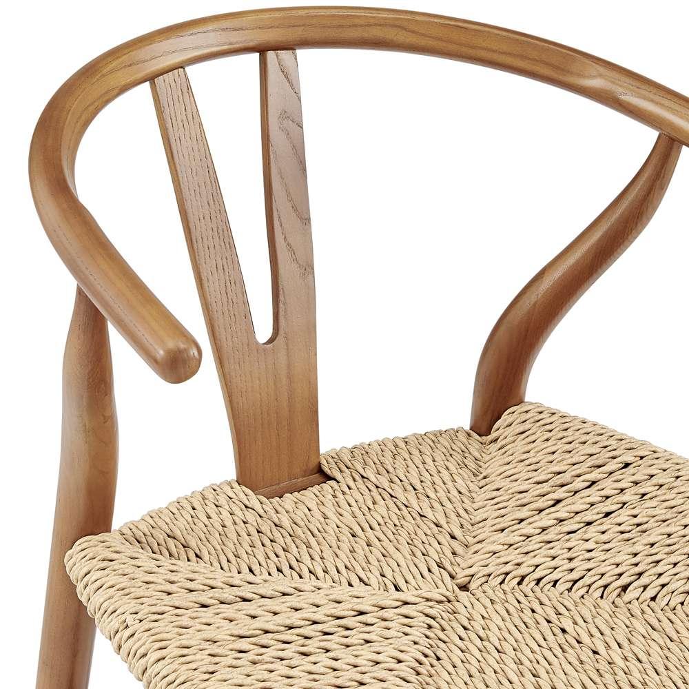 Euro Style - Evelina Outdoor Side Chair in Heat Treated Ash Frame in Golden Ash Color and Natural Rattan Seat (Set of 2) - 39202-GLDASH veiw 7