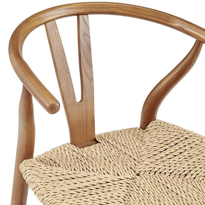 Euro Style - Evelina Outdoor Side Chair in Heat Treated Ash Frame in Golden Ash Color and Natural Rattan Seat (Set of 2) - 39202-GLDASH veiw 7