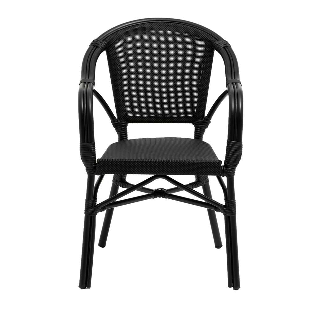 Euro Style - Ivan Stacking Armchair in Black Textylene Mesh with Black Frame (Set of 2) - 90580-BLK veiw 1