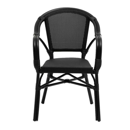 Euro Style - Ivan Stacking Armchair in Black Textylene Mesh with Black Frame (Set of 2) - 90580-BLK veiw 1