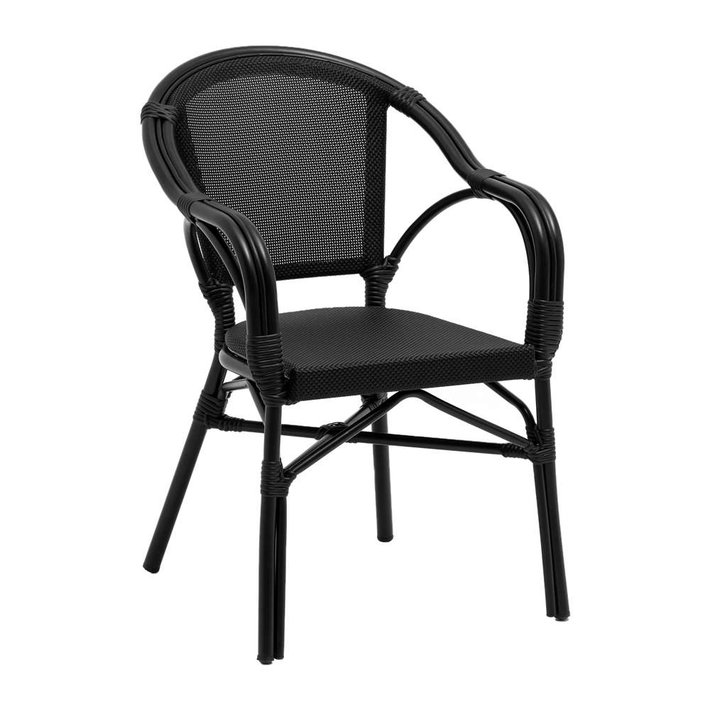 Euro Style - Ivan Stacking Armchair in Black Textylene Mesh with Black Frame (Set of 2) - 90580-BLK veiw 2